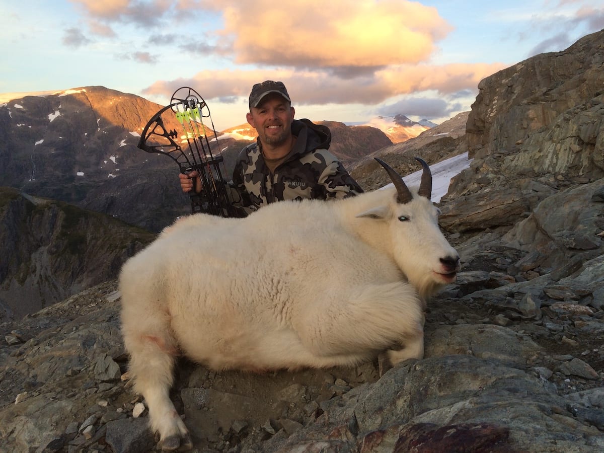 Mountain Goat Hunted in Northern BC This is an epic picture of Dale's late August archery goat. The view doesn't get much better.
