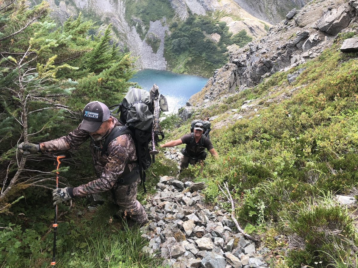 Mountain Goat Hunted in Northern BC This is hard work. Big steep climb but look at the smiles.